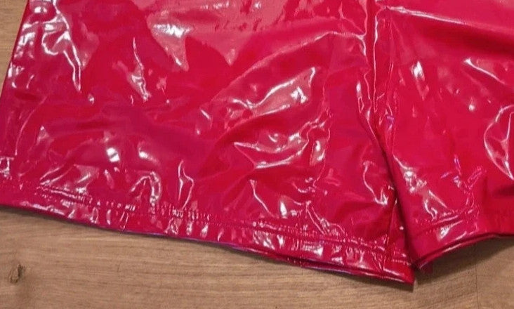 hotpants red shorts shiny latex look synthetic material 33cm length