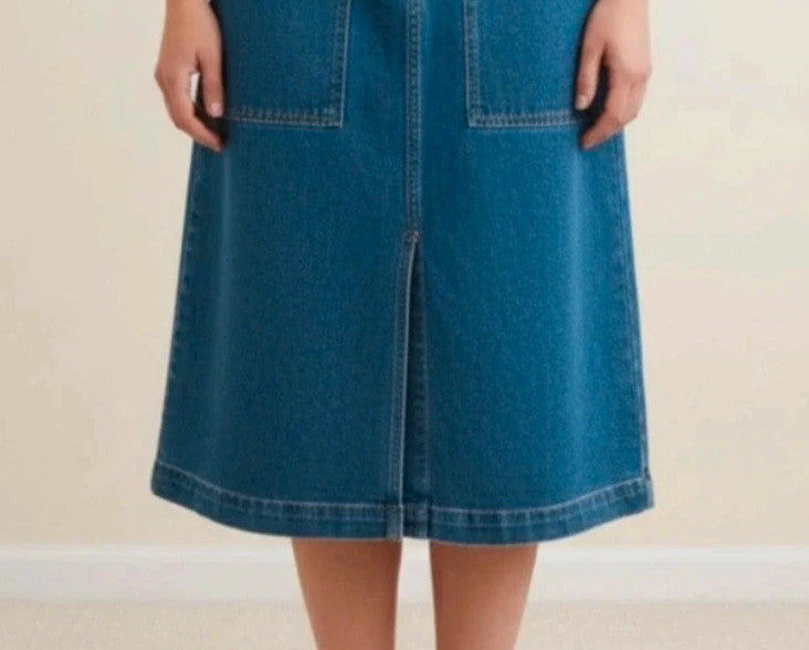 JDY blue knee-length skirt with synthetic material and tag attached.