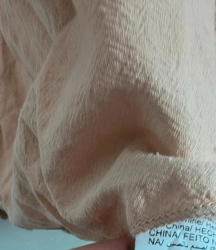 SheIn beige linen maxi dress untagged, relaxed fit, casual style, wrinkled from storage.
