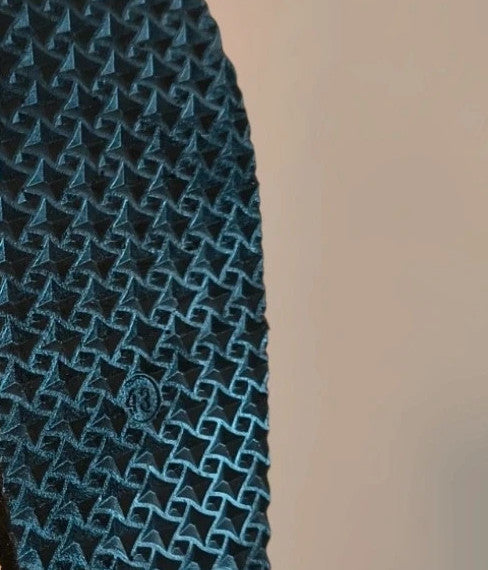 ALS gold slides with glitter, synthetic material, and unique sparkling design.