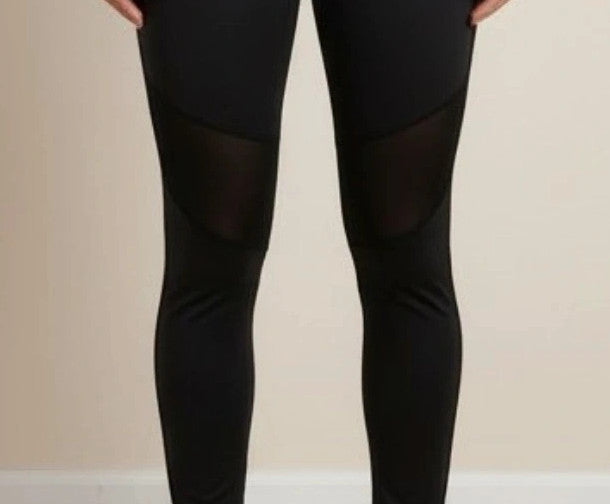 XXL black girls' leggings with ruched back for push-up effect, gently used.