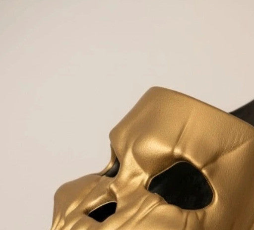 ALS black slides with gold logo, synthetic material, designed for men.