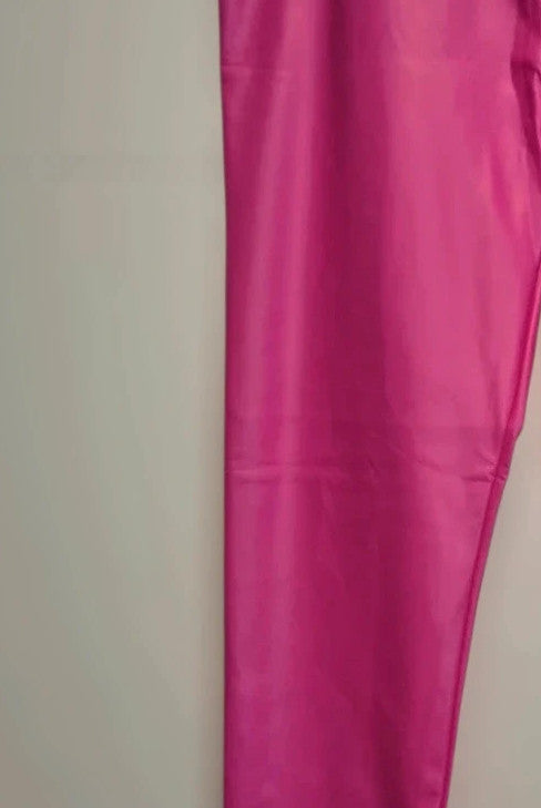 Leggings pink faux leather leggings soft matte finish, size L, never worn.