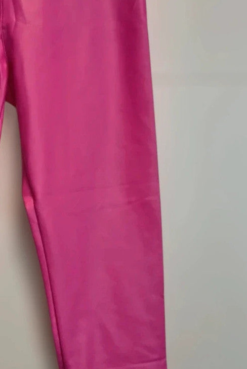 Leggings pink faux leather leggings soft matte finish, size L, never worn.