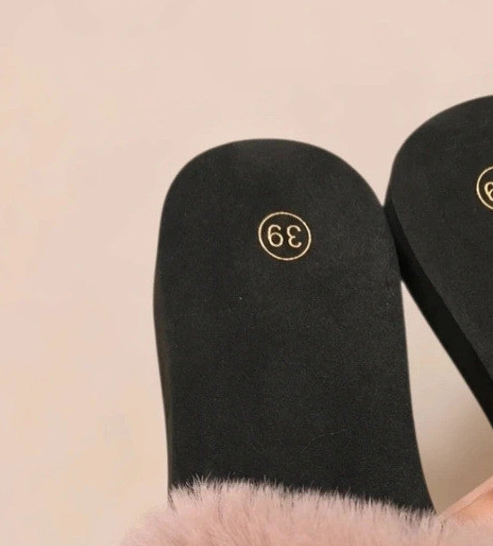 ALS black and pink slides with fluffy elements, synthetic material, size 38.