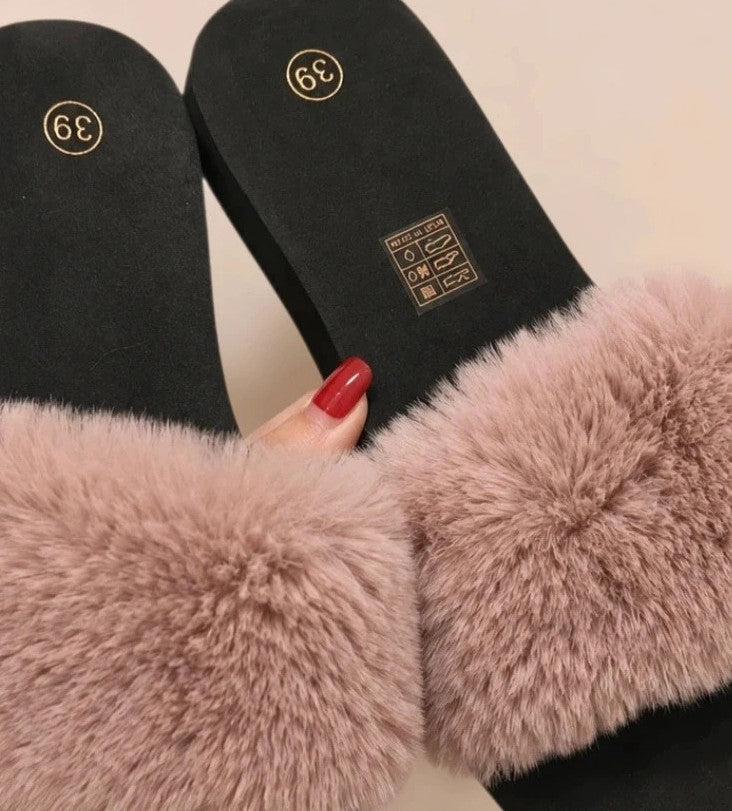 ALS black and pink slides with fluffy elements, synthetic material, size 38.