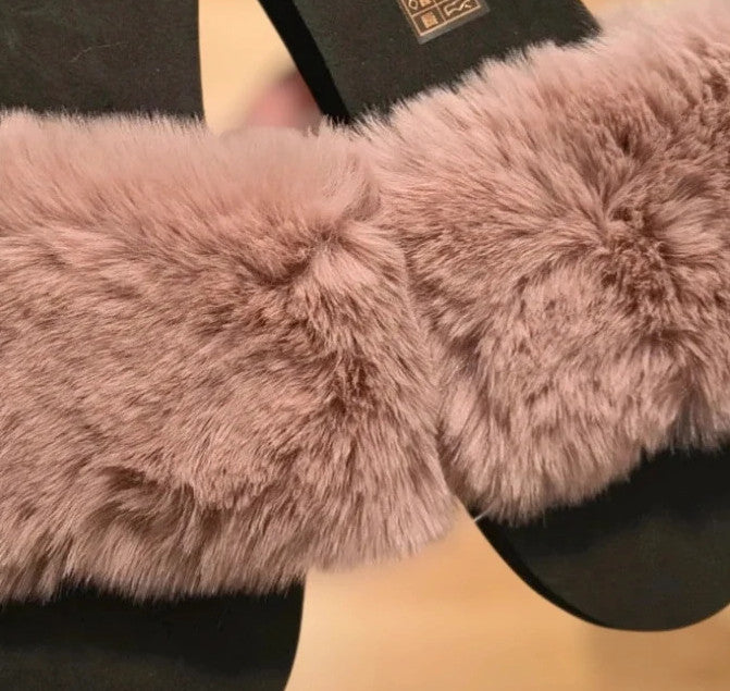 ALS black and pink slides with fluffy elements, synthetic material, size 38.