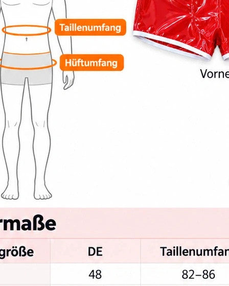 Eine red wetlook boxershorts with white waistband and contrasting leg openings.