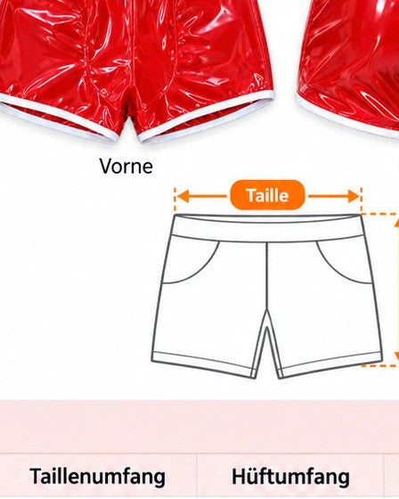Eine red wetlook boxershorts with white waistband and contrasting leg openings.