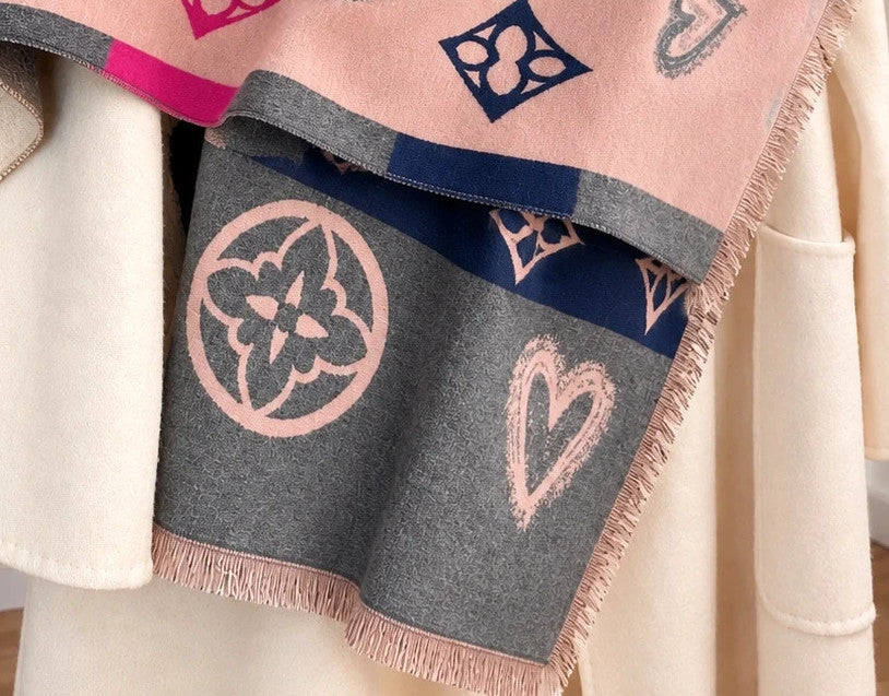 ALS multi pink shawl reversible design soft polyester fabric