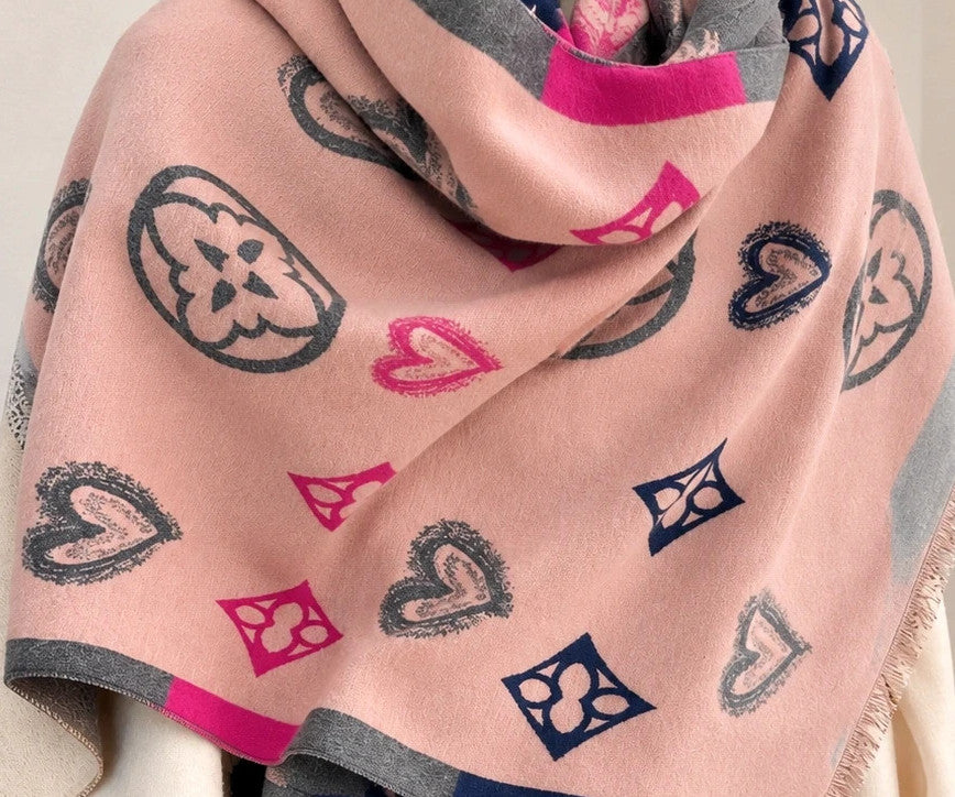 ALS multi pink shawl reversible design soft polyester fabric