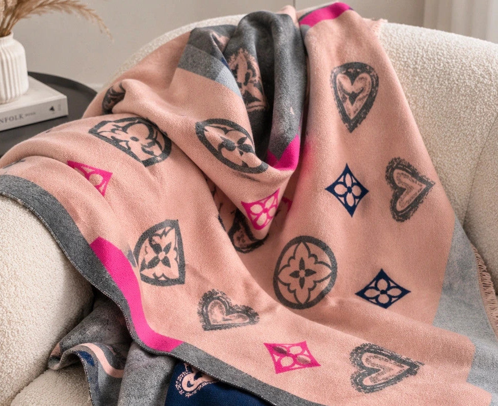 ALS multi pink shawl reversible design soft polyester fabric