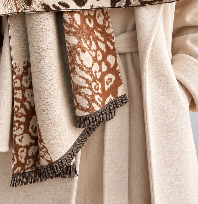Braun shawl beige brown cream animal print mix soft polyester fabric