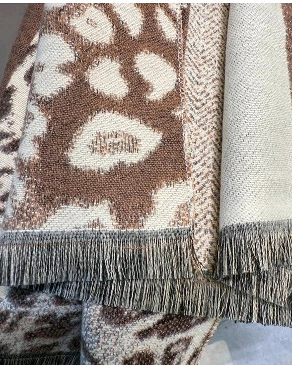 Braun shawl beige brown cream animal print mix soft polyester fabric