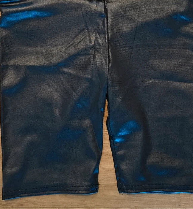 Glanz black high waist bicycle shorts glossy polyester elastane material