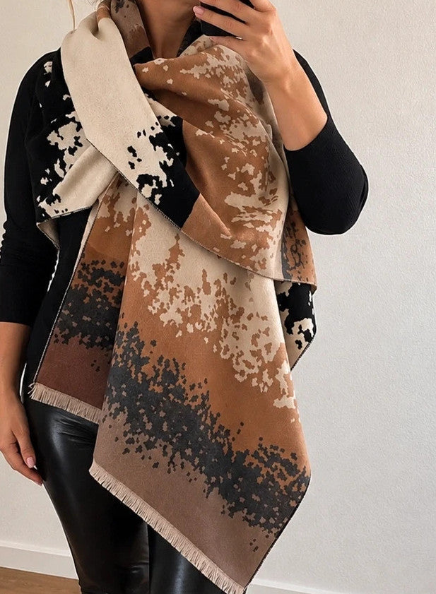 Braun shawl beige brown gradient earth tones soft polyester fabric