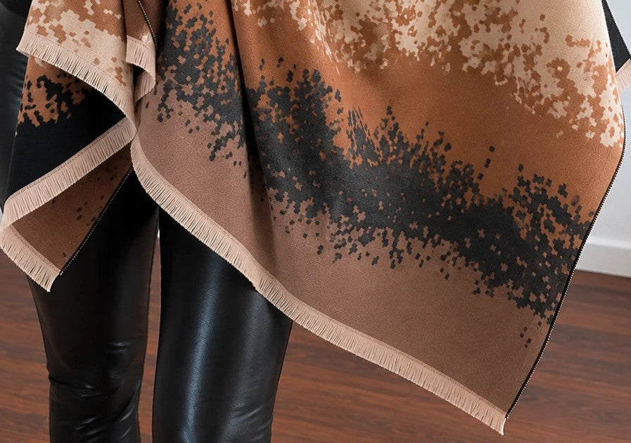 Braun shawl beige brown gradient earth tones soft polyester fabric