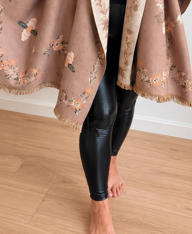 beige shawl beige and cream reversible with bee and flower pattern