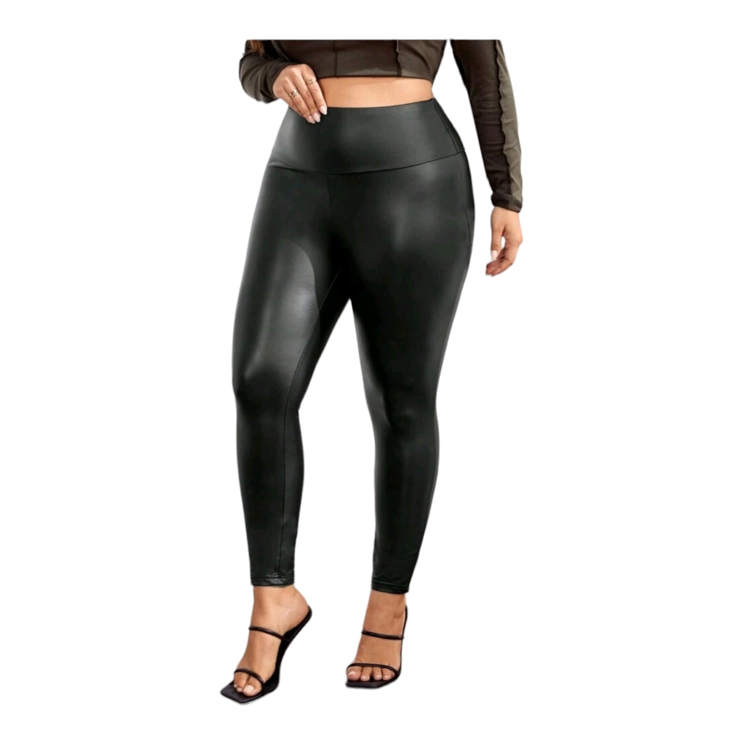 Plus size 2er SET Leggings Leder-Optik 44-52