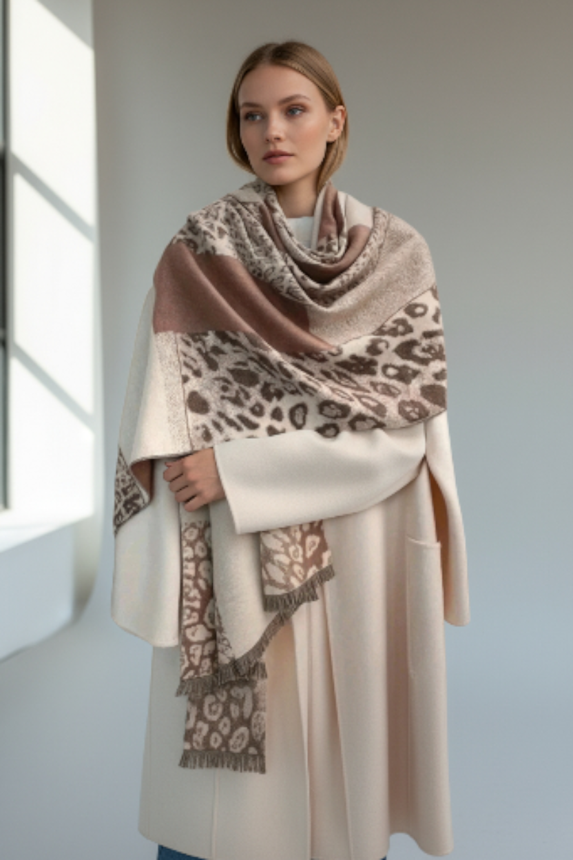 XXL Schal Tuch Animal Print Tierdruck Leopardenmuster Herbst Frühling Groß