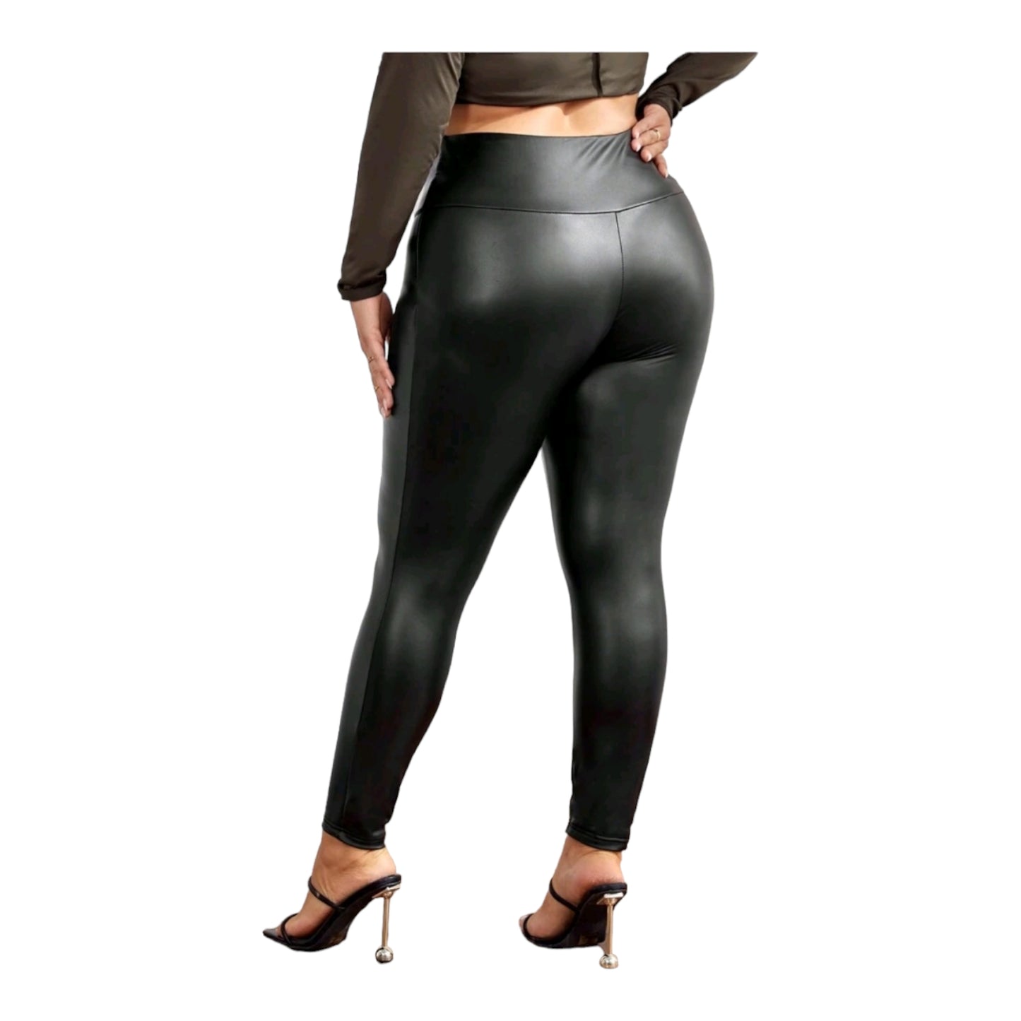 Plus size 2er SET Leggings Leder-Optik 44-52