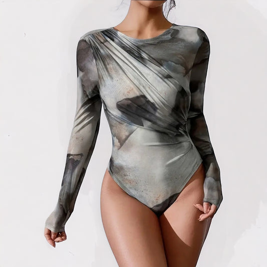Body Wickeloptik Stein-Optik Langarm S-XL