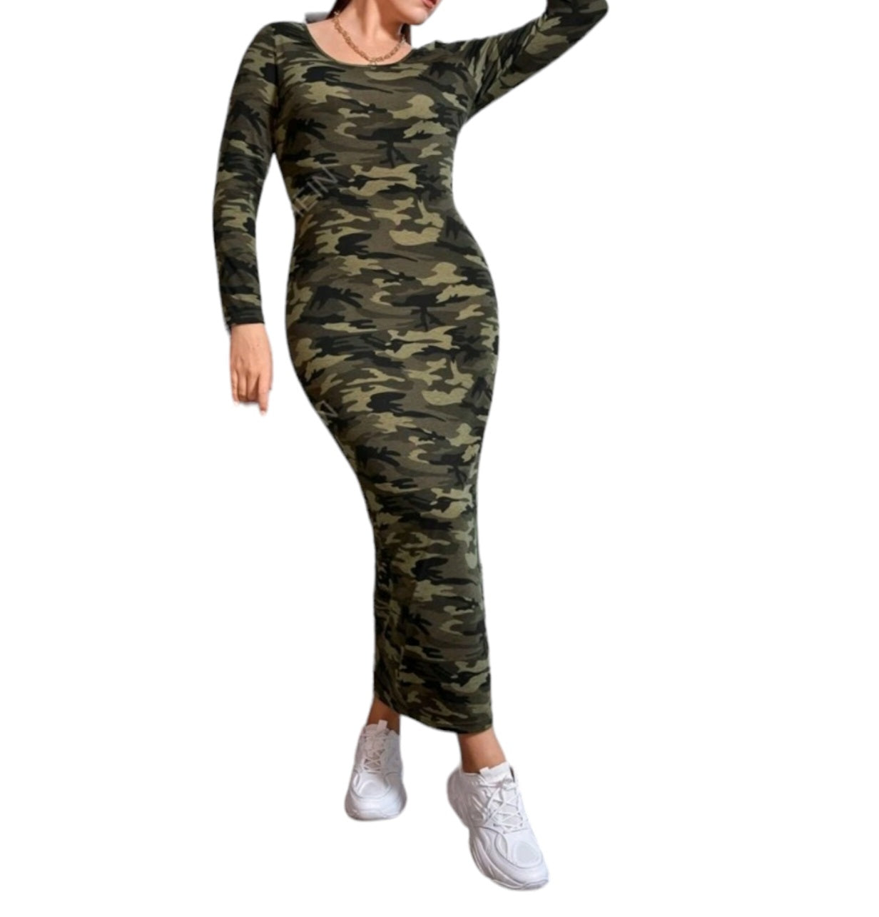 Plus-size-Kleid Maxikleid Camouflage Jersey 44-52
