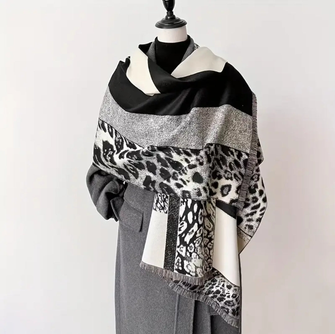 XXL Schal Tuch Animal Print Tierdruck Leopardenmuster Herbst Frühling Groß