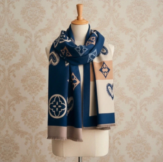 XXL Schal Tuch Halstuch warm Muster gemustert Vintage Retro Blogger