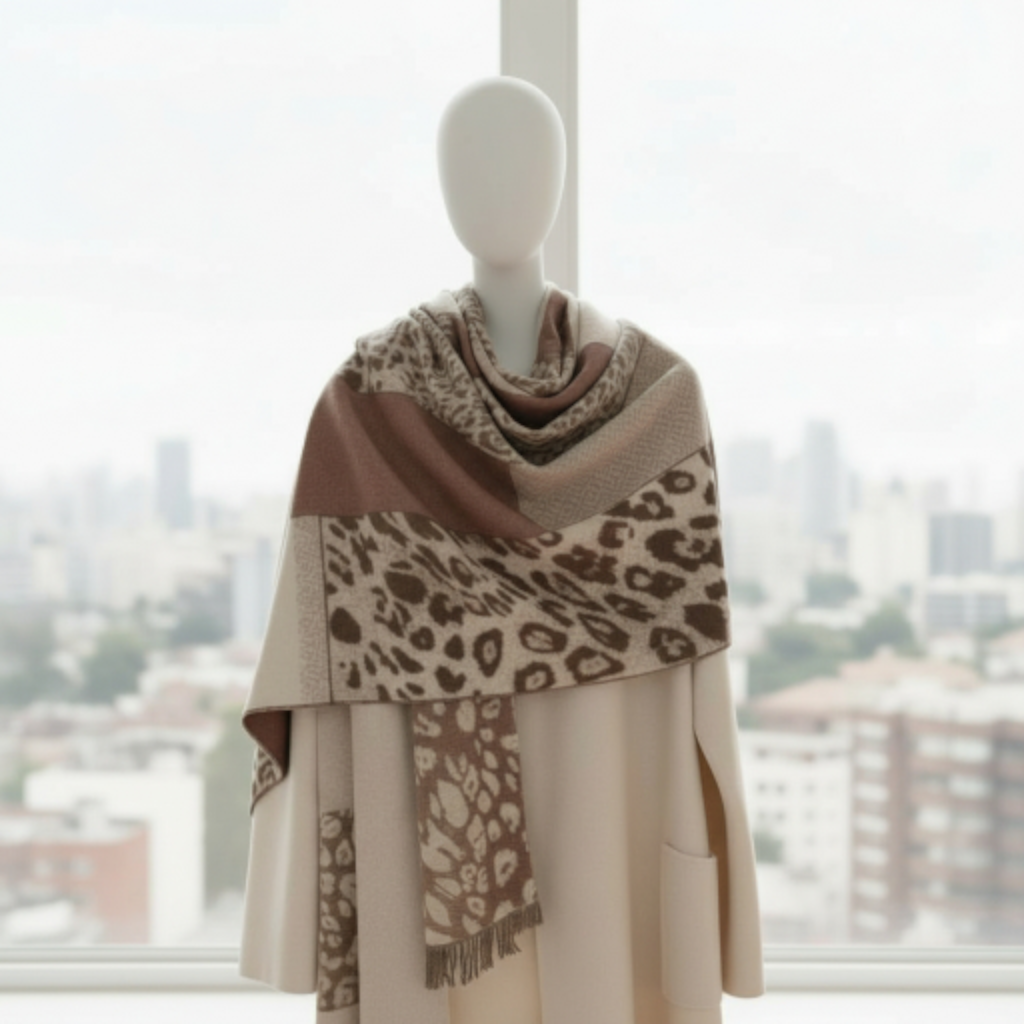 XXL Schal Tuch Animal Print Tierdruck Leopardenmuster Herbst Frühling Groß