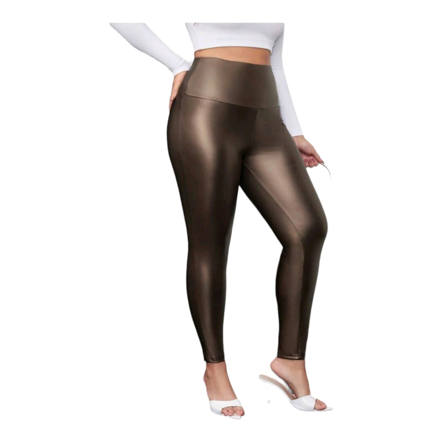 Plus size 2er SET Leggings Leder-Optik 44-52